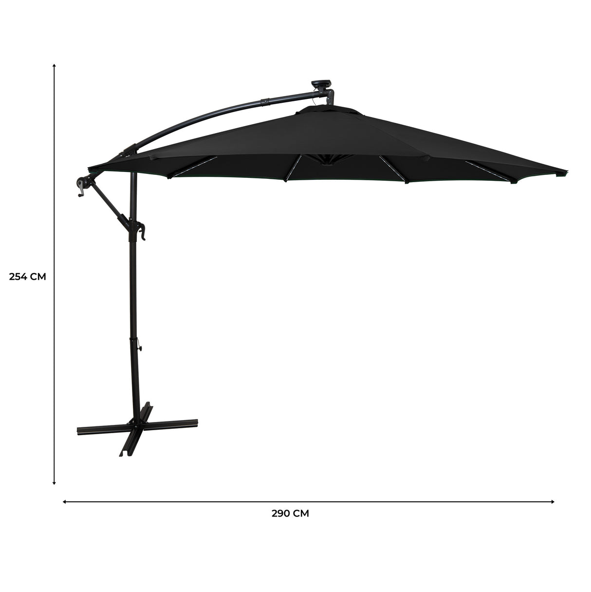LED Cantilever Parasol 3m – Black