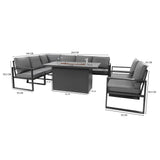 Aluminium 7 Seater Garden Furniture Set With Fire Pit