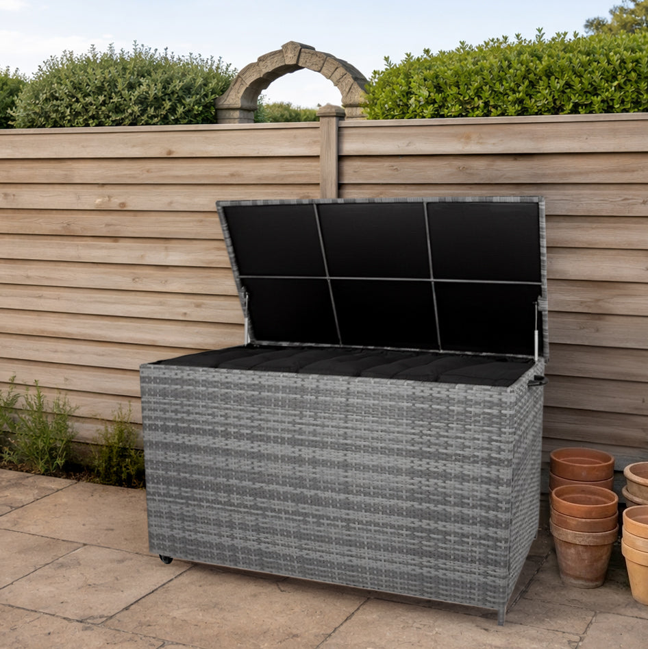 Rattan Cushion Storage Box 700L - Grey