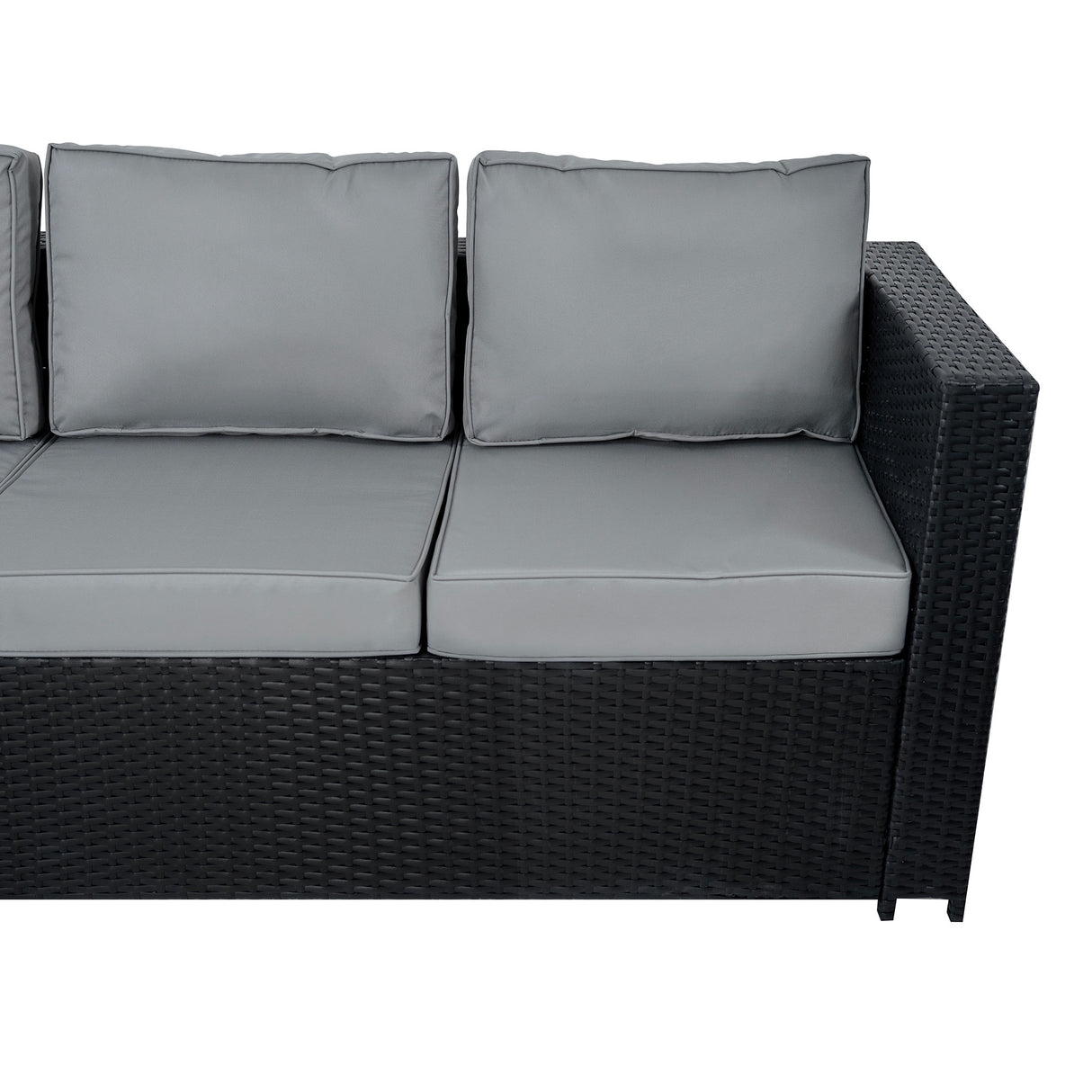 8 Seater Rattan Furniture Set With Firepit – Black