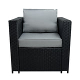 8 Seater Rattan Furniture Set With Firepit – Black
