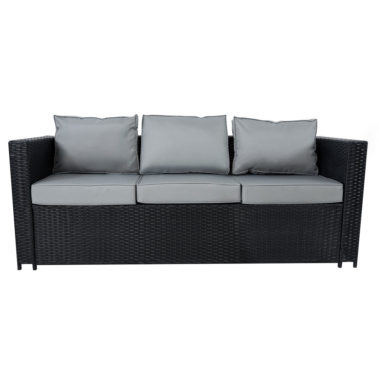 8 Seater Rattan Furniture Set With Firepit – Black