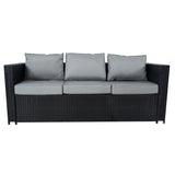 8 Seater Rattan Furniture Set With Firepit – Black