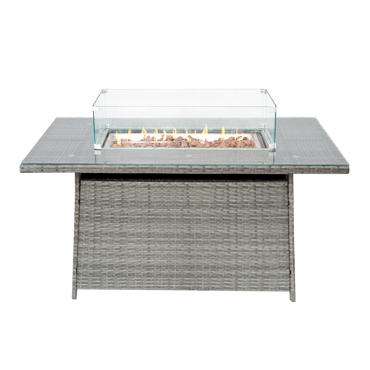 11 Seater Rattan Furniture Set With Firepit – Grey