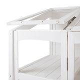 Elegant white Victorian greenhouse with wooden slats, featuring a spacious interior and open roof for optimal sunlight exposure