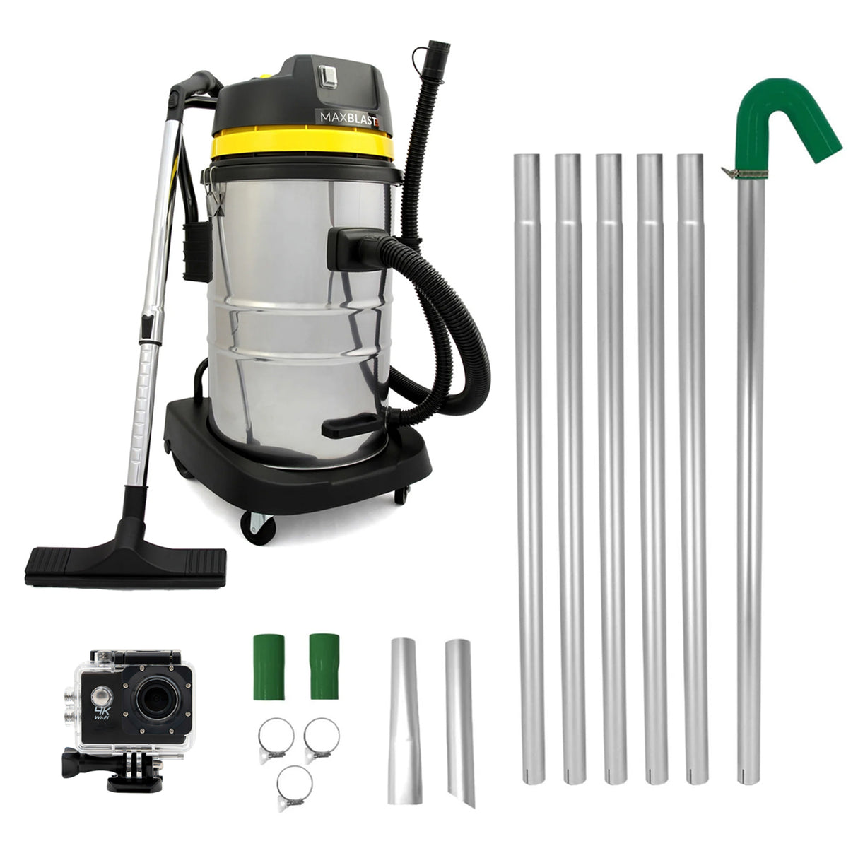 50L Wet & Dry Vacuum, Gutter Vacuum Poles & Camera