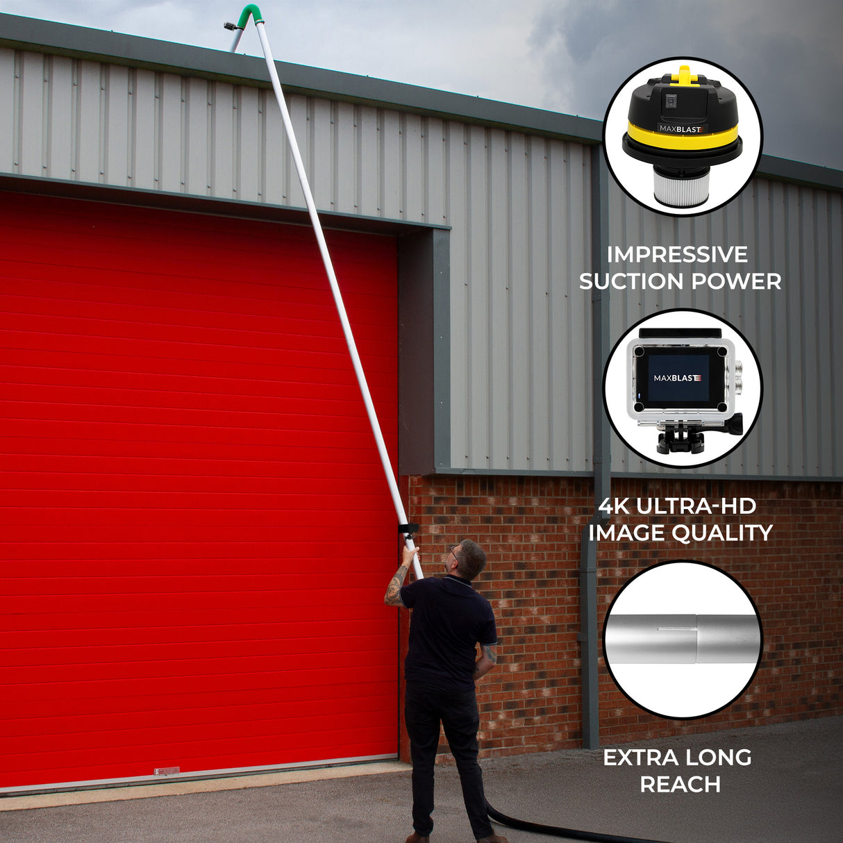 50L Wet & Dry Vacuum, Gutter Vacuum Poles & Camera