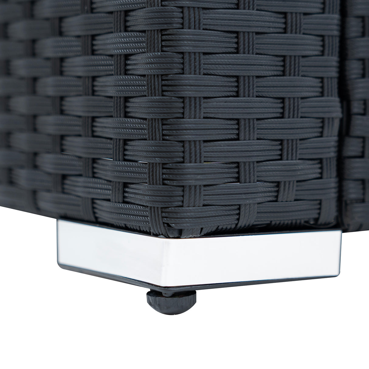 Rattan Corner Set With Composite Table – Black