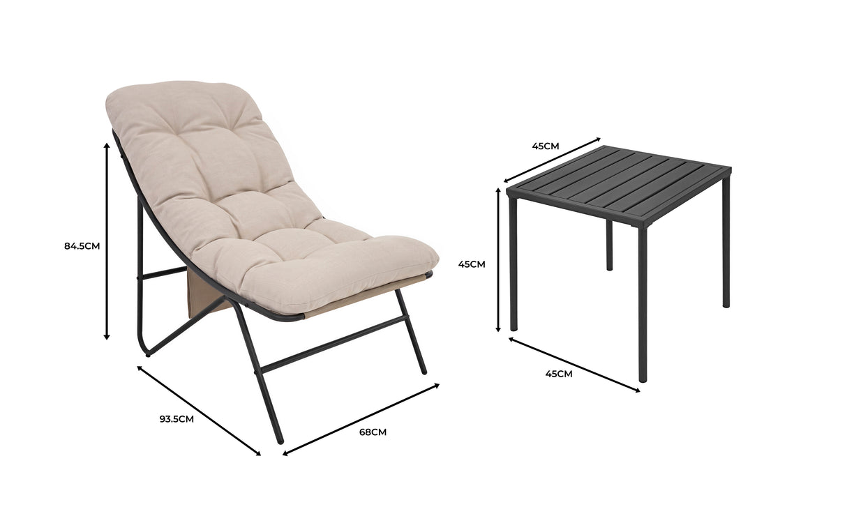 3 Piece Bistro Set - Grey & Cream