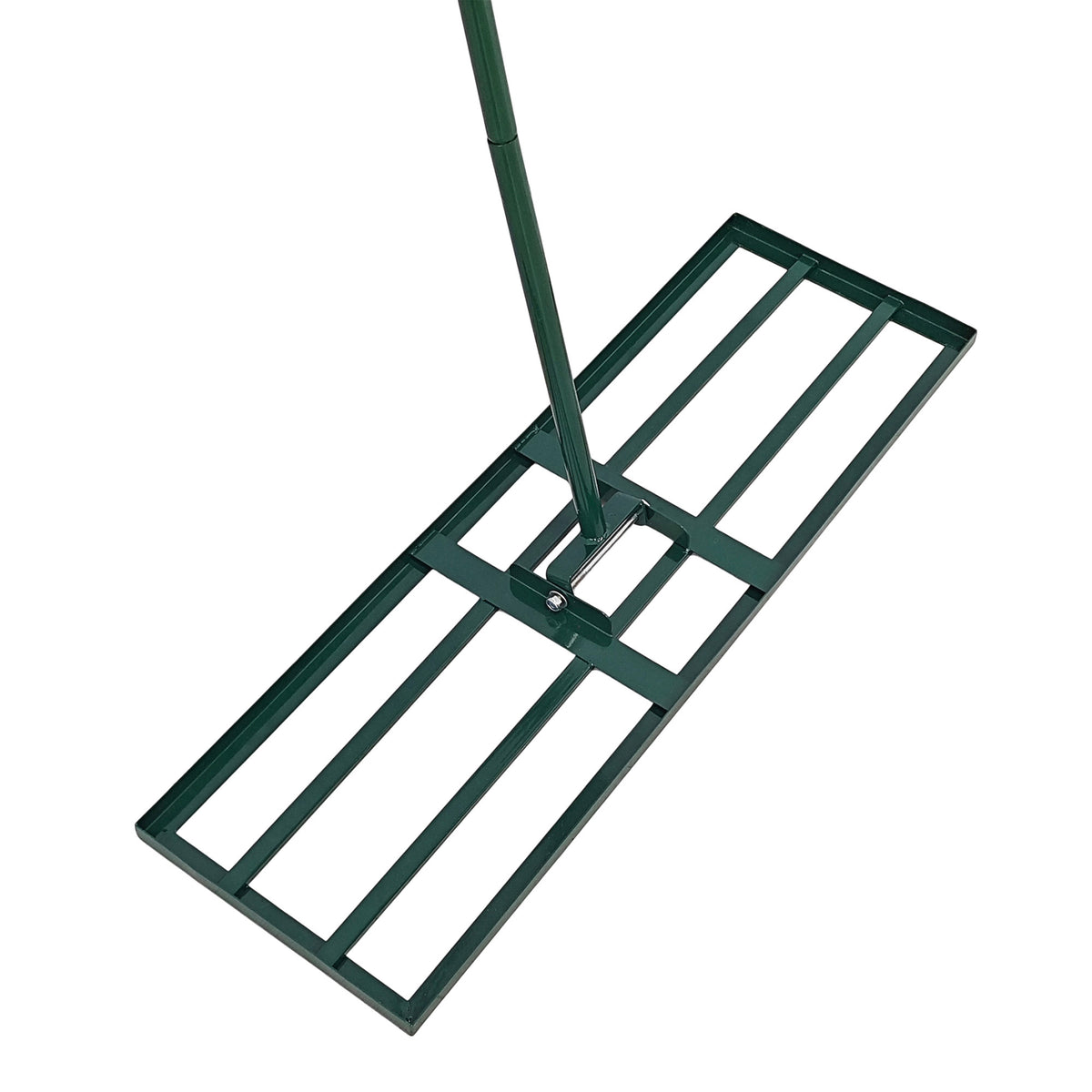 Green 100cm lawn leveller featuring a sturdy metal frame, wide flat base, and a long handle for easy lawn smoothing and leveling