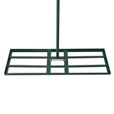 Green 100cm lawn leveller with a sturdy metal frame, featuring a textured leveling surface and a vertical handle for easy use
