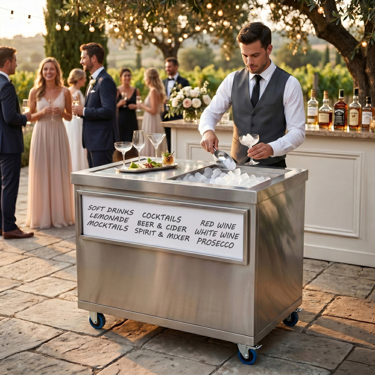 Mobile Cocktail Bar Station & Ice Cart – 800mm