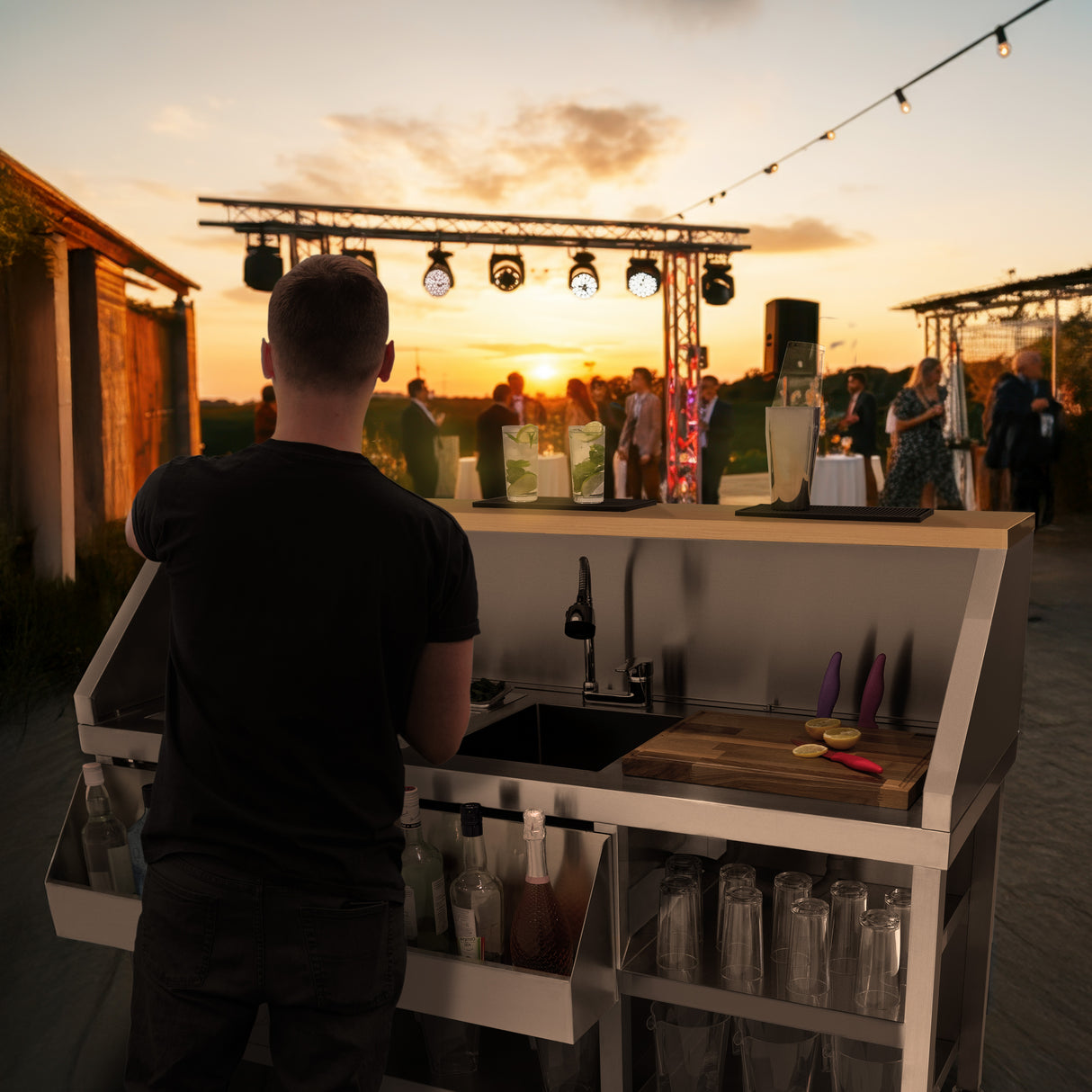 Mobile Cocktail Bar Station & Ice Cart – 1000mm