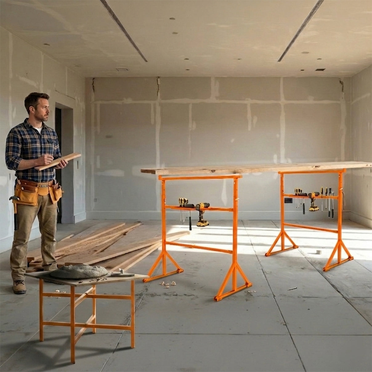 Trestle Stand x 2 & Mortar Board Stands 750mm H x 3