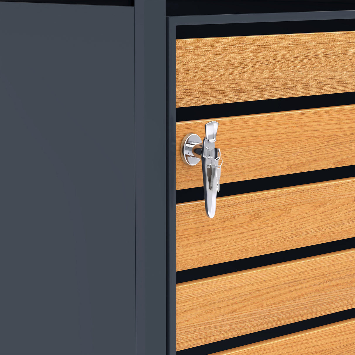 Double Wheelie Bin Metal Storage - Anthracite & Wood - view 6