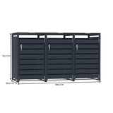 Triple Wheelie Bin Metal Storage - Anthracite Grey