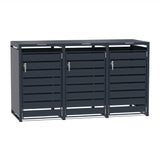 Triple Wheelie Bin Metal Storage - Anthracite Grey