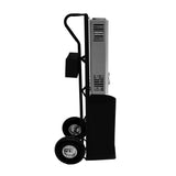 Cordless horse clippers in sleek black design, featuring a sturdy handle and durable wheels for easy mobility and storage