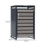 Single Wheelie Bin Metal Storage - Anthracite Grey Wood
