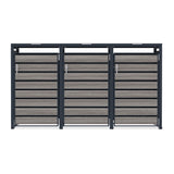Triple Wheelie Bin Metal Storage - Anthracite Grey Wood