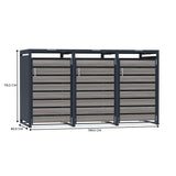 Triple Wheelie Bin Metal Storage - Anthracite Grey Wood