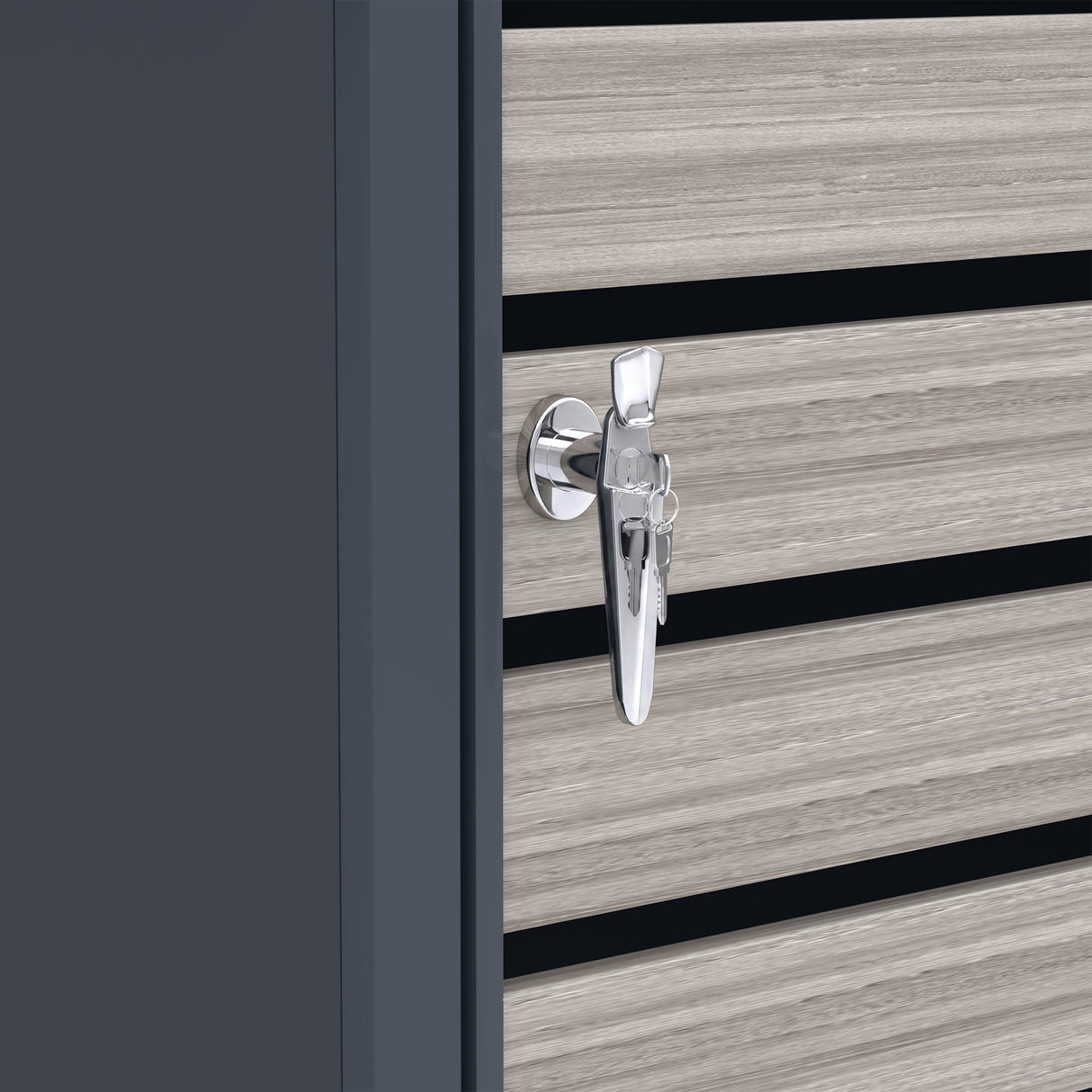 Triple Wheelie Bin Metal Storage - Anthracite Grey Wood - view 12