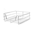 Chrome wire pull-out storage basket with open design, ideal for organizing kitchen cabinets, measuring 400mm wide