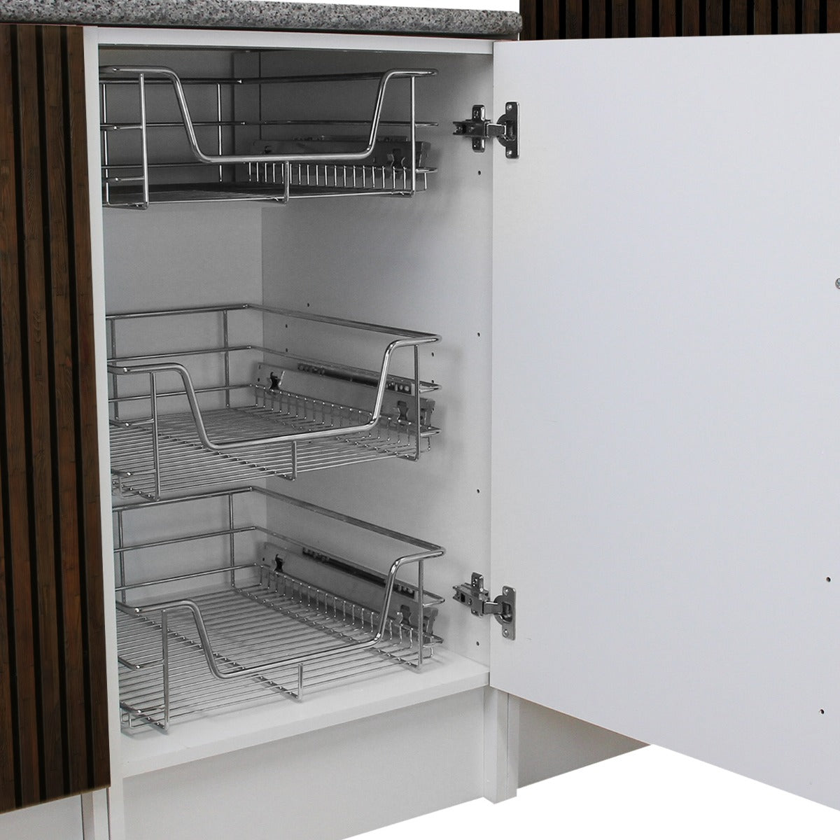 4 x KuKoo Kitchen Pull Out Storage Baskets – 500mm Wide Cabinet