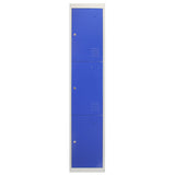 Metal Storage Lockers - Three Doors, Flatpacked, Blue