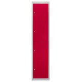 Metal Storage Lockers - Four Doors, Red