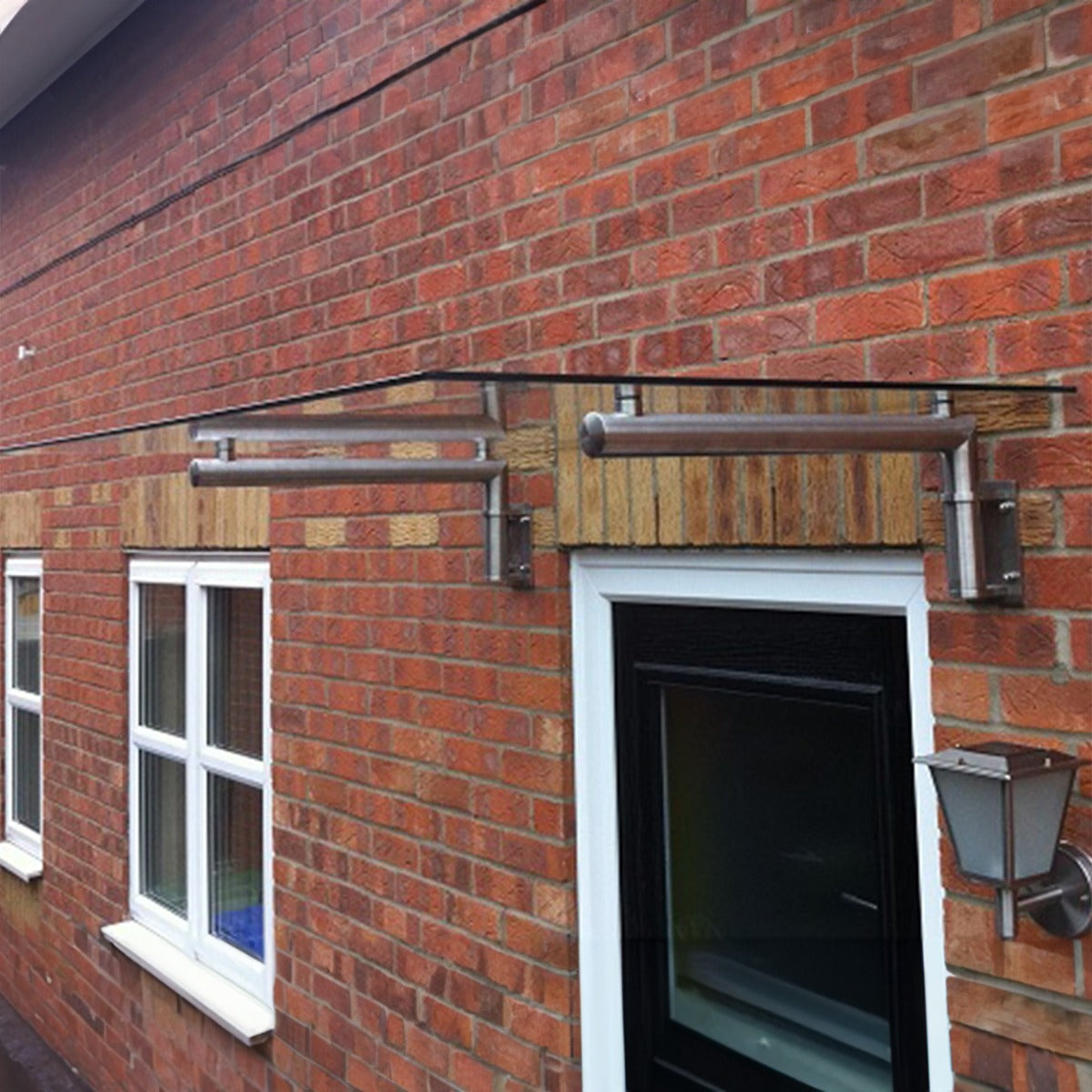 MonsterShop Glass Door Canopy & Brackets, 180cm W, 80cm D