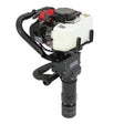 Powerful T-Mech 2-stroke petrol post driver with a black cylindrical base, white fuel tank, and red engine cover for efficient driving