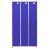 Metal Storage Lockers - Three Doors Wide, Blue
