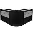 Sleek black Gemini Counter C1200 with glass display sections, featuring a modern curved design ideal for retail environments