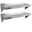 Two KuKoo stainless steel shelves, each 1250mm x 300mm, featuring a sleek silver finish and sturdy wall-mounted brackets