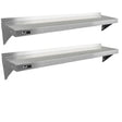 Two durable KuKoo stainless steel shelves, each 1500mm x 300mm, featuring a sleek, polished finish and sturdy wall brackets