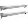 Two sleek, durable stainless steel shelves measuring 1940mm x 300mm, featuring a brushed finish and sturdy wall brackets
