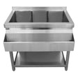 Stainless steel KuKoo Ice Well Cocktail Bar Station with two deep compartments and a lower storage shelf for efficient beverage service