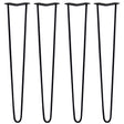 Four black 28-inch hairpin legs with a sleek, minimalist design, featuring a sturdy 10mm prong for versatile furniture support