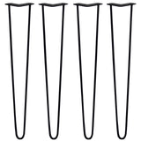 Four black 28-inch hairpin legs with a sleek, minimalist design, featuring a sturdy 10mm prong for versatile furniture support