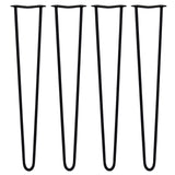 4 x 28" Hairpin Legs - 2 Prong - 12mm - Black