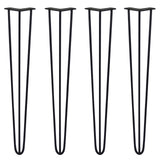 4 x 28" Hairpin Legs - 3 Prong - 10mm - Black
