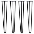 Four sleek black hairpin legs, each 28 inches tall, featuring a 3-prong design and sturdy 12mm metal construction for stylish furniture support