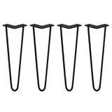 4 x 16" Hairpin Legs - 2 Prong - 10mm - Black