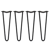 4 x 16" Hairpin Legs - 2 Prong - 12mm - Black