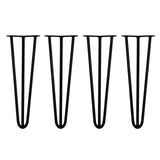 4 x 16" Hairpin Legs - 3 Prong - 12mm - Black