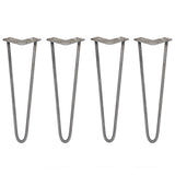 4 x 16" Hairpin Legs - 2 Prong - 12mm - Raw Steel