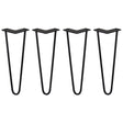 Black hairpin legs with a sleek 2-prong design, measuring 14 inches tall, perfect for DIY furniture projects and modern decor