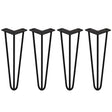 Black 14-inch hairpin legs with a sleek, modern design, featuring three prongs and a sturdy 10mm metal construction