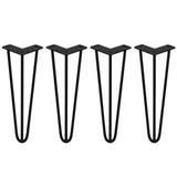 4 x 14" Hairpin Legs - 3 Prong - 10mm - Black